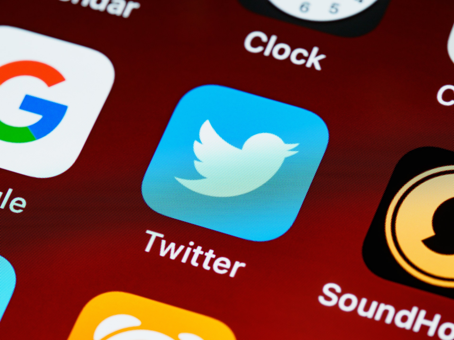 A close-up of Twitter, among other social media apps